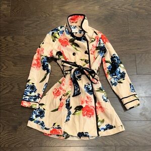 Floral Double-Breasted Trench Coat
